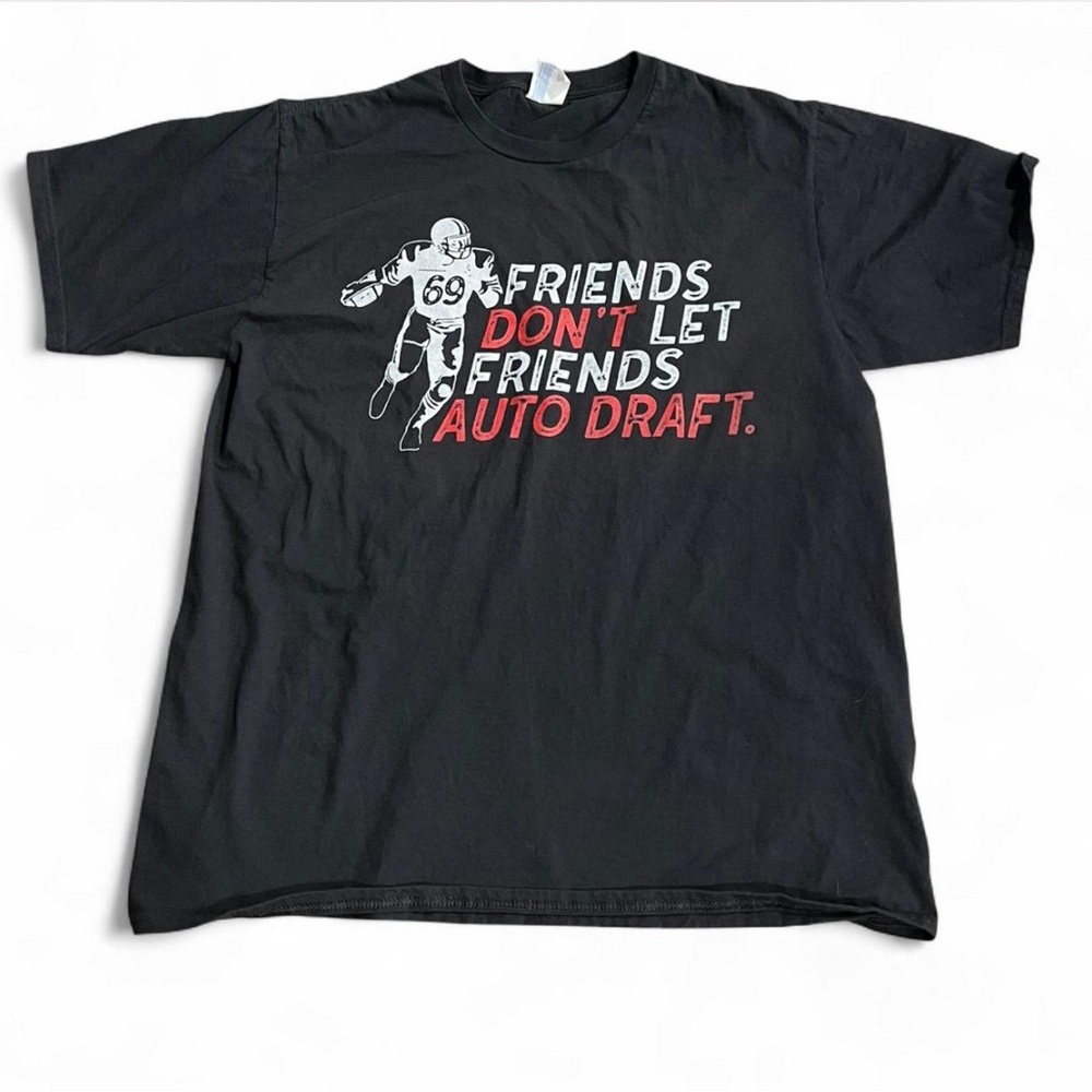 Black Men's Football T-Shirt Fantasy Football size Large